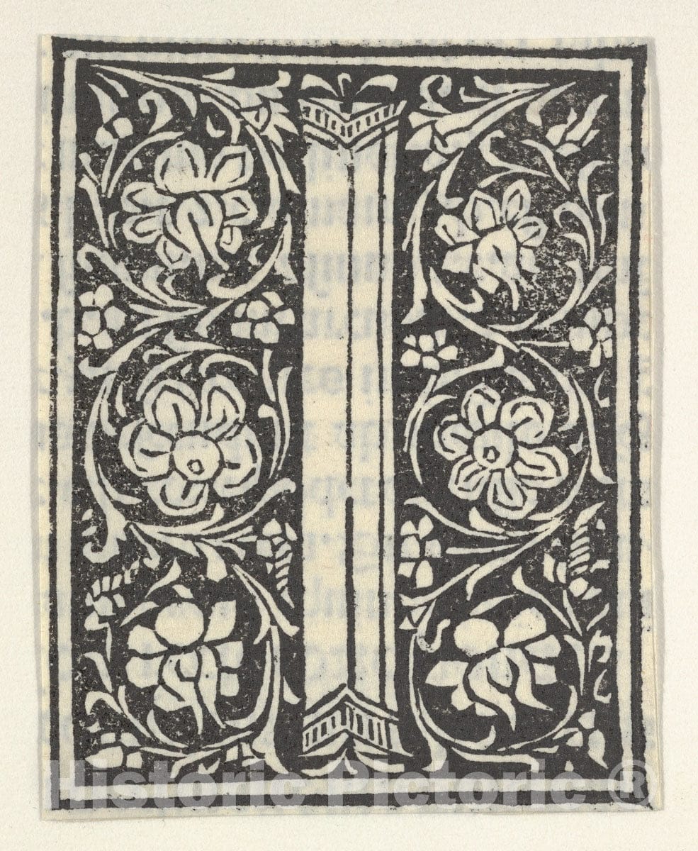 Art Print : Anonymous, Italian, 15th Century - Initial Letter I with Flowers : Vintage Wall Art