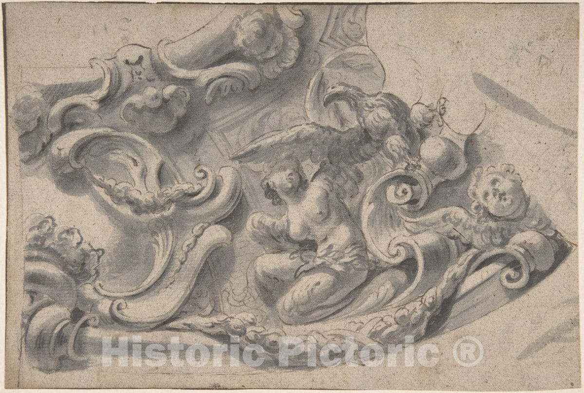 Art Print : Italian, First Half of The 18th Century - Design for a Decorative Cornice : Vintage Wall Art