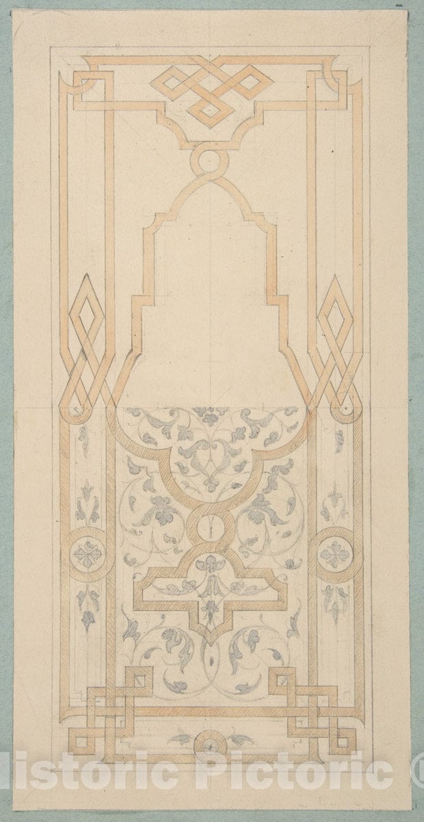 Art Print : Jules-Edmond-Charles Lachaise - Design for a Panel Ornamented with Strapwork and rinceaux : Vintage Wall Art