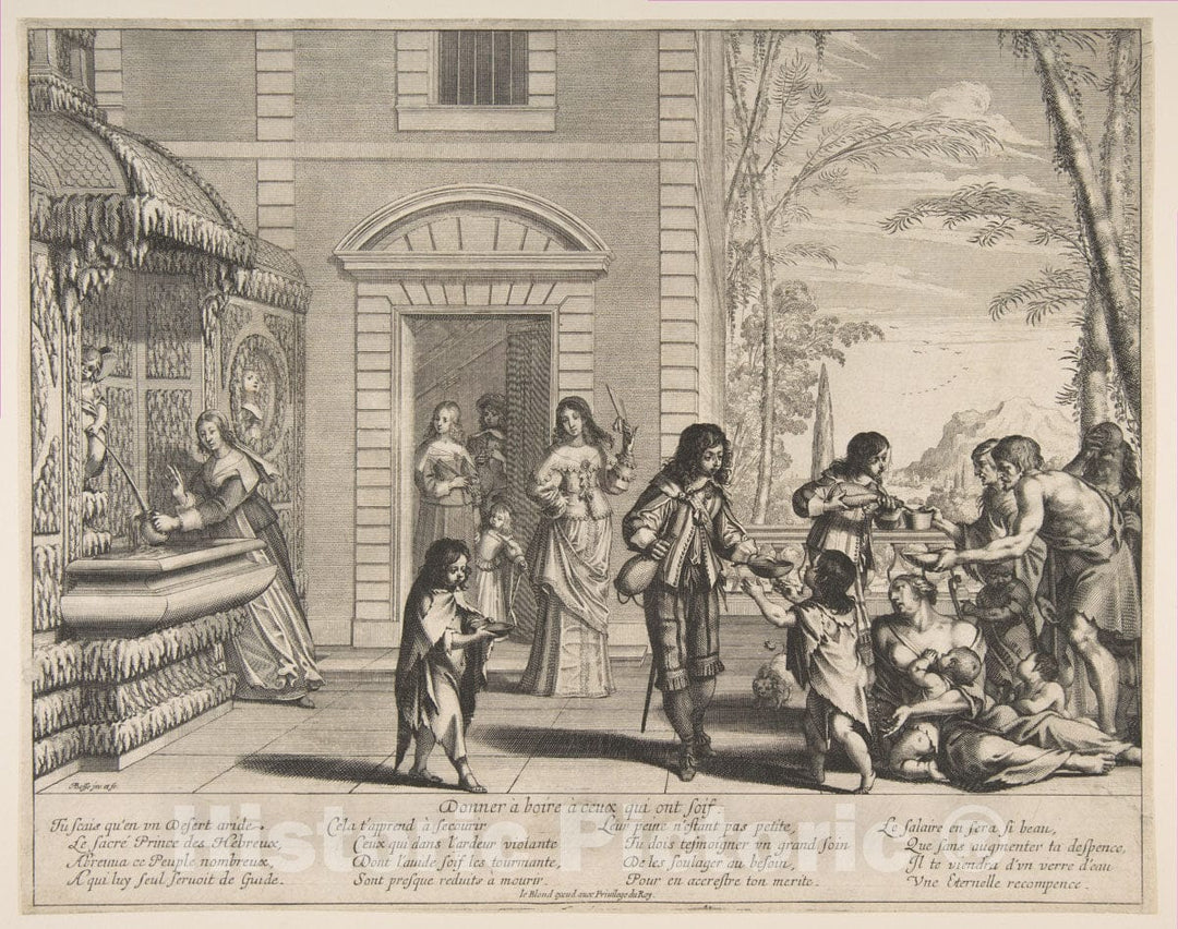 Art Print : Abraham Bosse - Giving Drink to The Thirsty : Vintage Wall Art