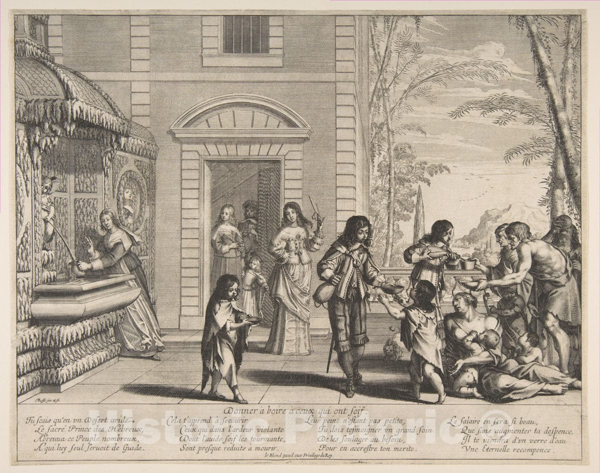 Art Print : Abraham Bosse - Giving Drink to The Thirsty : Vintage Wall Art
