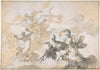 Art Print : Giovanni Domenico Ferretti - Ceiling Decoration with Mars, Minerva, and a Dancing Satyr : Vintage Wall Art