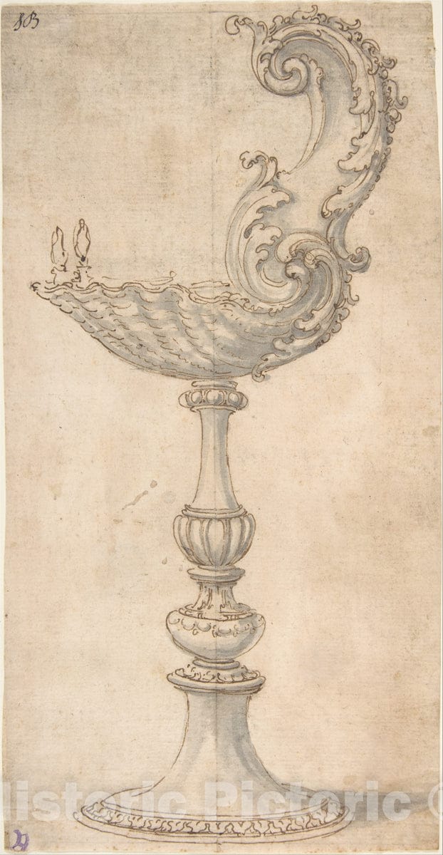Art Print : Giovanni Battista Foggini - Design for a Cup or Reliquary Composed of a Shell and S-Volute. : Vintage Wall Art