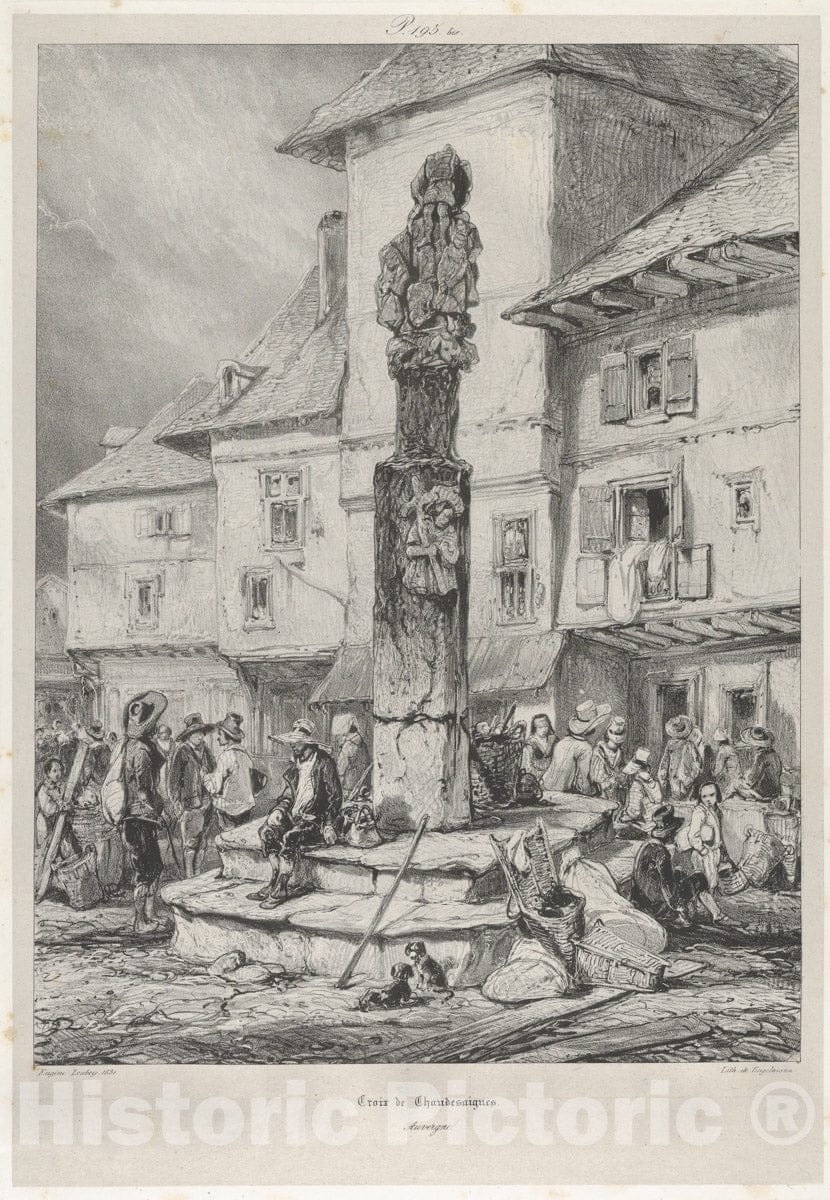 Art Print : Eugène Isabey - Cross of Chaudesaigues : Vintage Wall Art