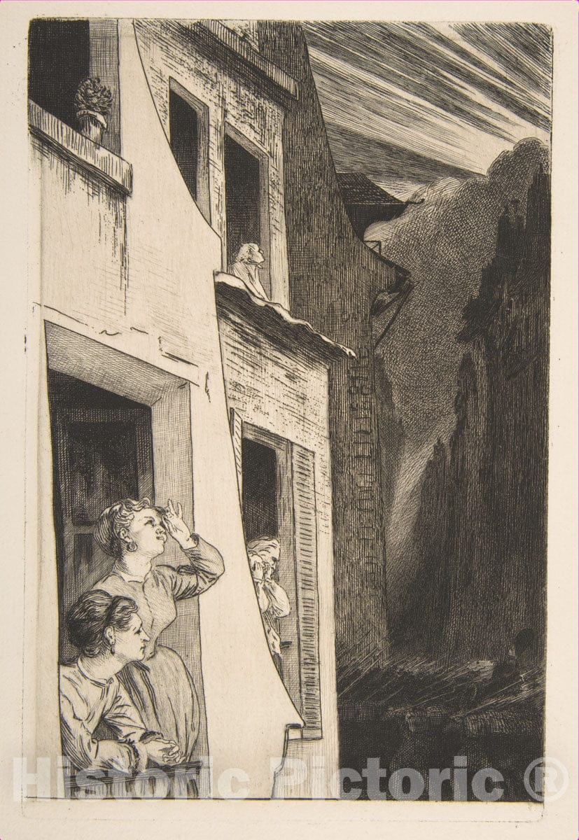 Art Print : Félix Bracquemond - Vignette for L'Eclipse, a Sonnet by Auguste Vacquerie : Vintage Wall Art