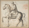 Art Print : Marcello Fogolino - Man on Horseback, Study of a Man's Head (Recto); Head of a Young Woman (Verso) : Vintage Wall Art