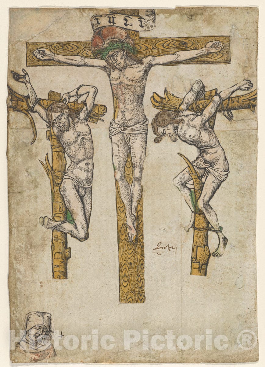 Art Print : Fragments of a Crucifixion, with The Virgin Mary : Vintage Wall Art