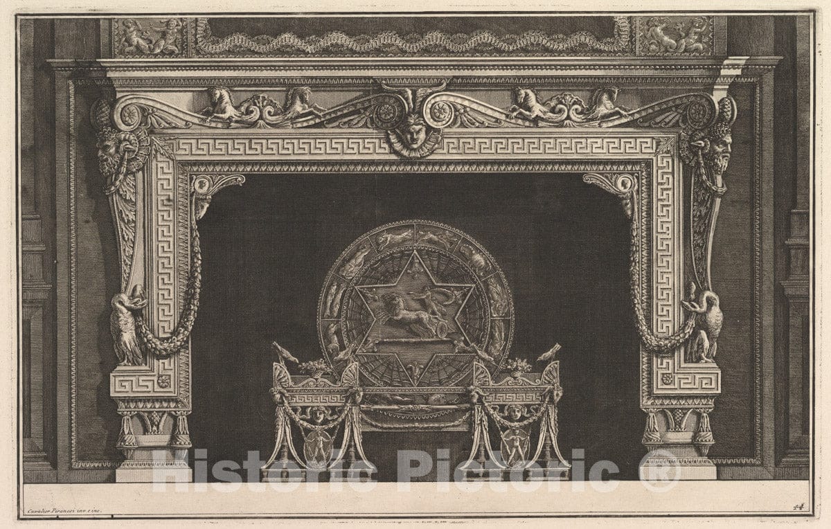 Art Print : Chimneypiece - Artist: Giovanni Battista Piranesi - Created: c1769 : Vintage Wall Art