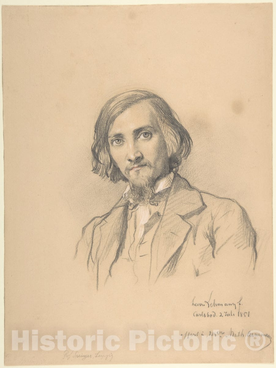 Art Print : Henri Lehmann - Portrait of Anton Heinrich Springer (1825-1895) : Vintage Wall Art