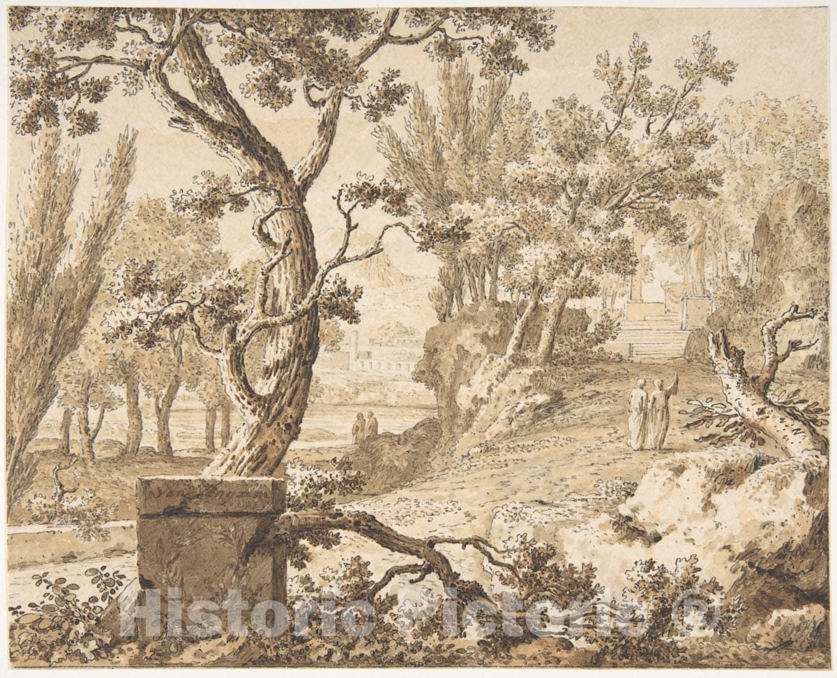 Art Print : Johannes de Bosch - Arcadian Landscape with Figures : Vintage Wall Art