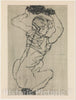 Art Print : Egon Schiele - Squatting Woman : Vintage Wall Art