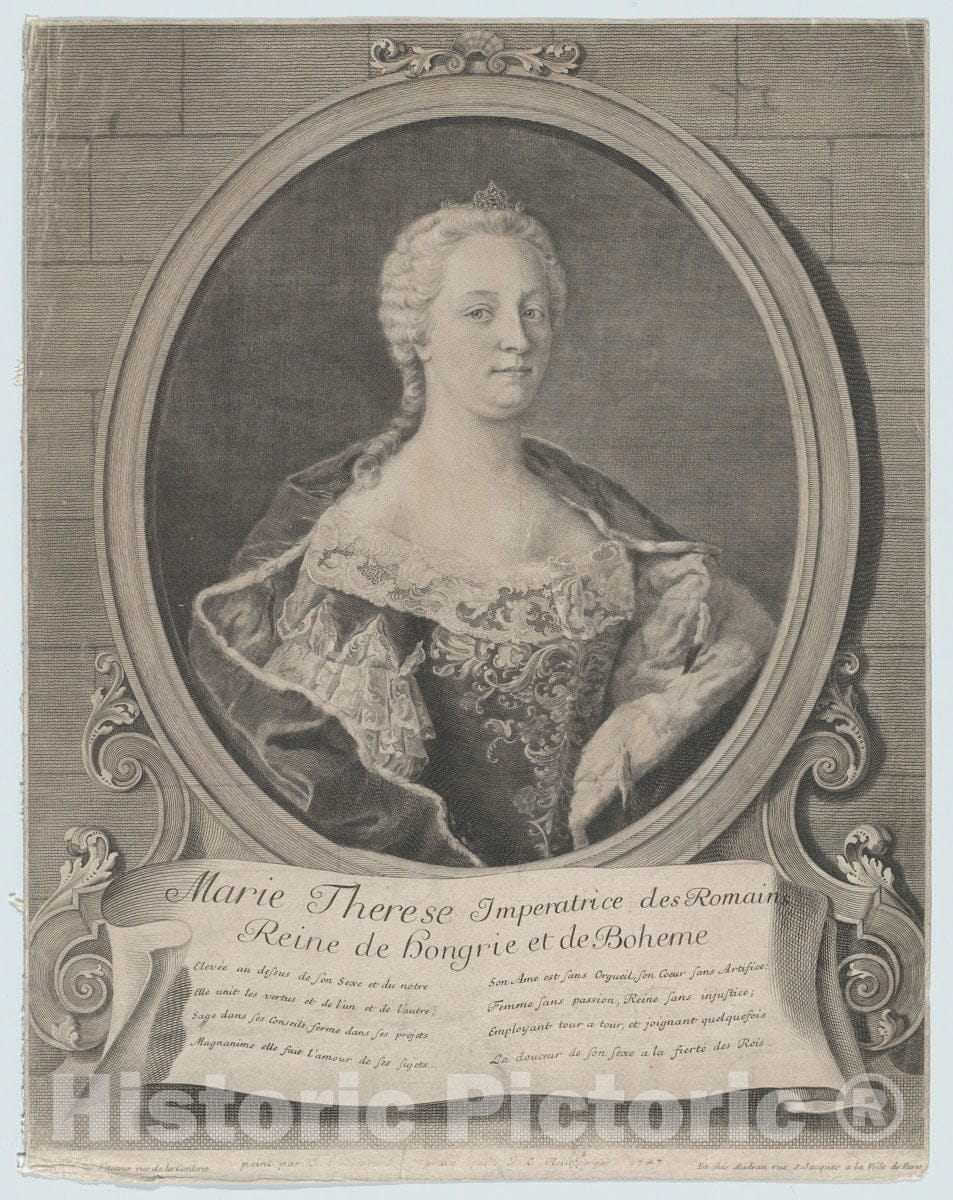 Art Print : Johann Christoph Reinsperger - Portrait of Marie-Thérèse : Vintage Wall Art