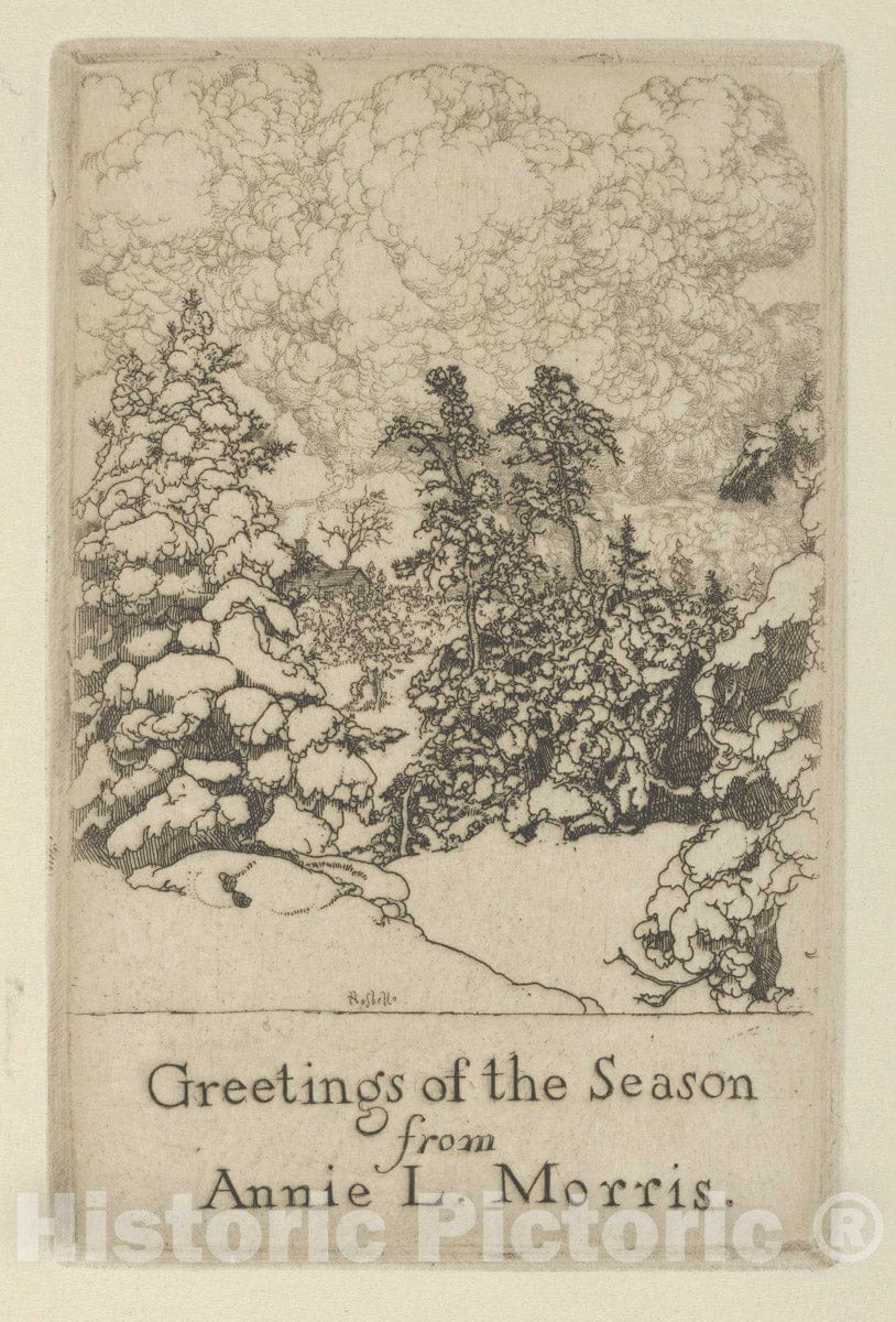 Art Print : Ernest Haskell - Greetings of The Season from Annie L. Morris 2 : Vintage Wall Art