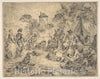 Art Print : Jean-Baptiste Joseph Pater - Halte des Troupes (Soldiers and Women in an Encampment) : Vintage Wall Art
