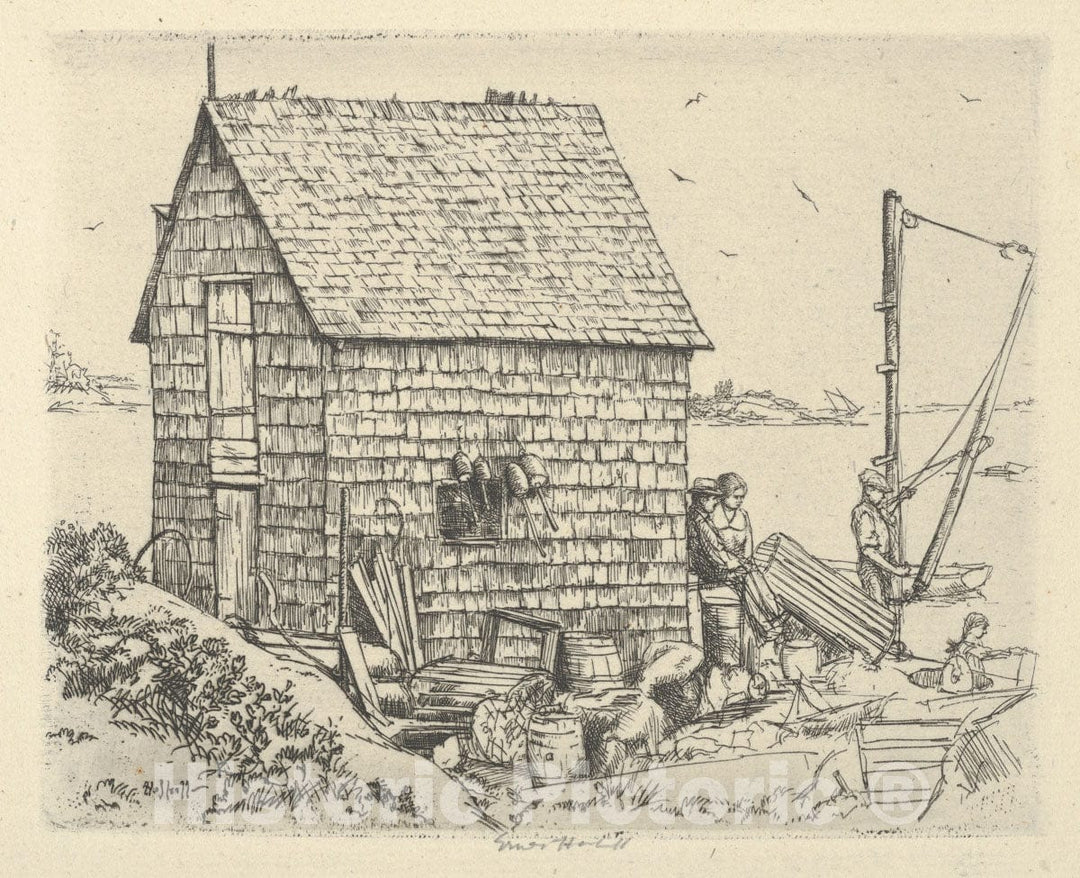 Art Print : Ernest Haskell - Fish House Idyll : Vintage Wall Art