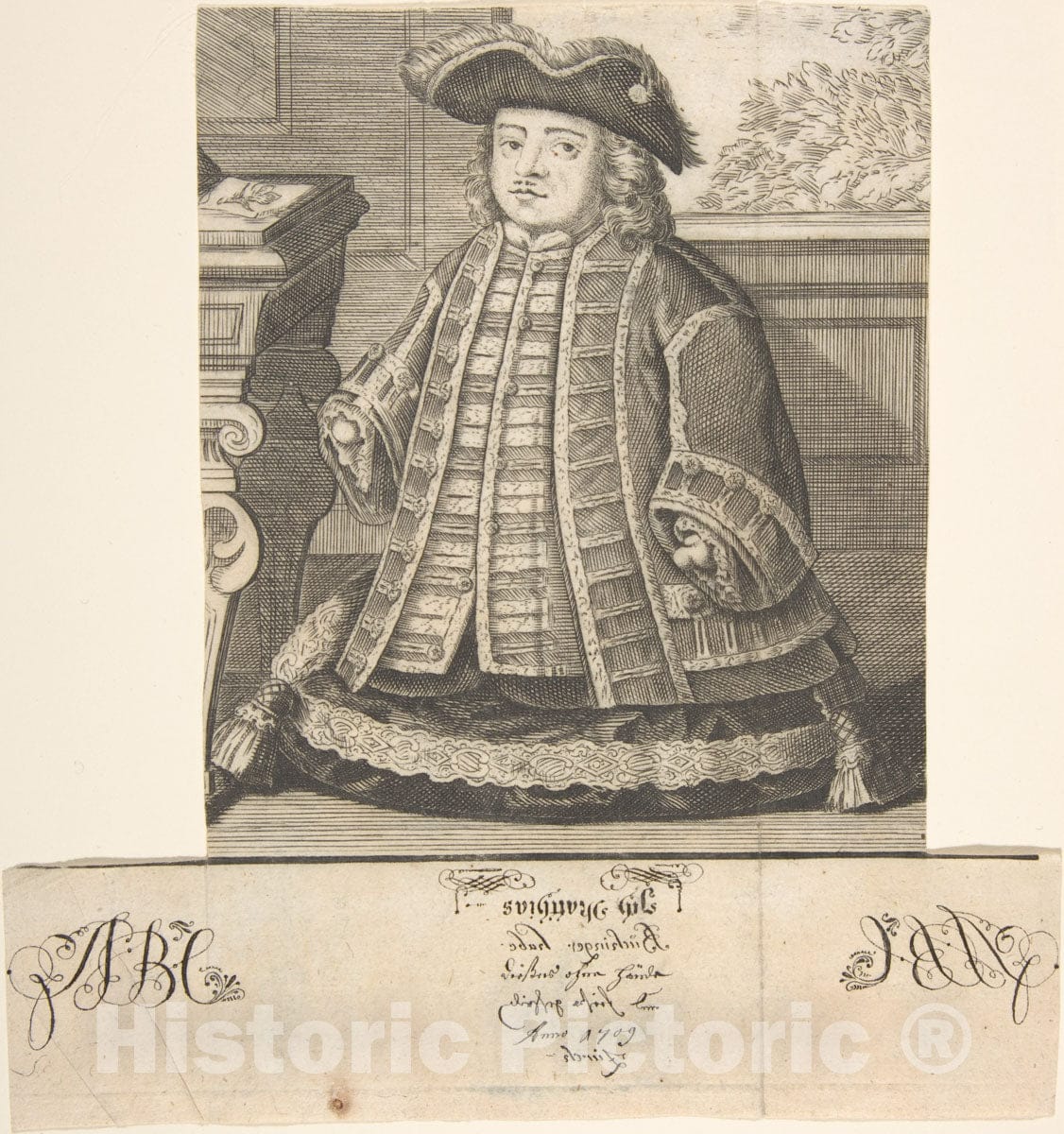 Art Print : Anonymous - Portrait of Matthias Buchinger (1674-1739) : Vintage Wall Art