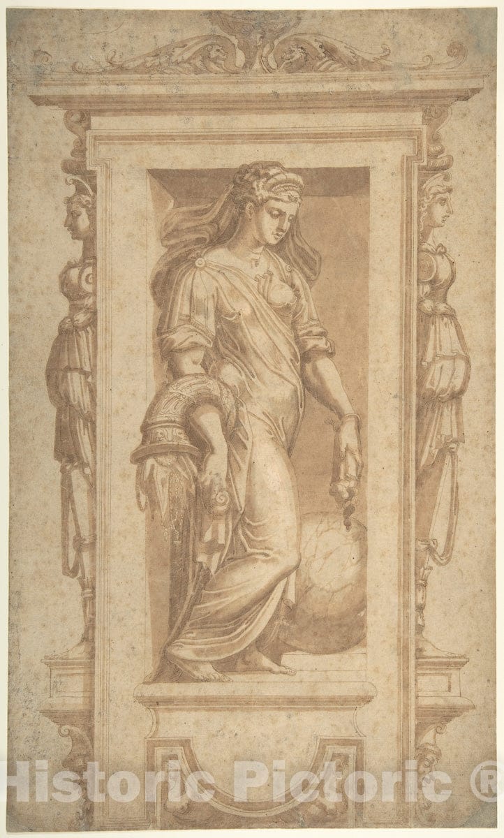 Art Print : Female Allegorical Figure of Benignitas - Artist: Giorgio Vasari - Created: 1550–70 : Vintage Wall Art