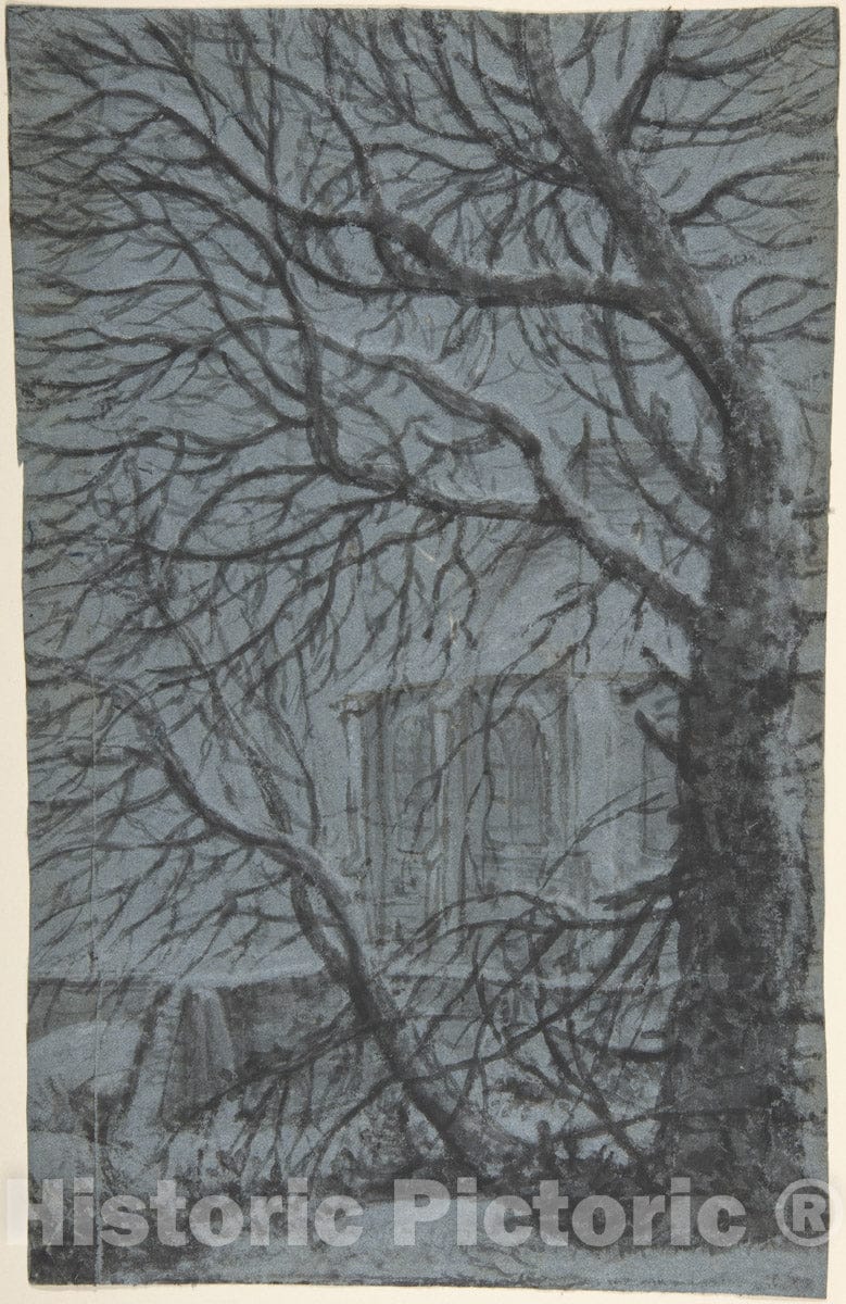 Art Print : Anthonie Waterloo - Apse of a Church Seen Through The Snowy Branches of a Tree : Vintage Wall Art