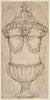 Art Print : Giovanni Battista Foggini - Design for a Lidded Gadrooned Vase with Satyr Heads Holding Garlands : Vintage Wall Art