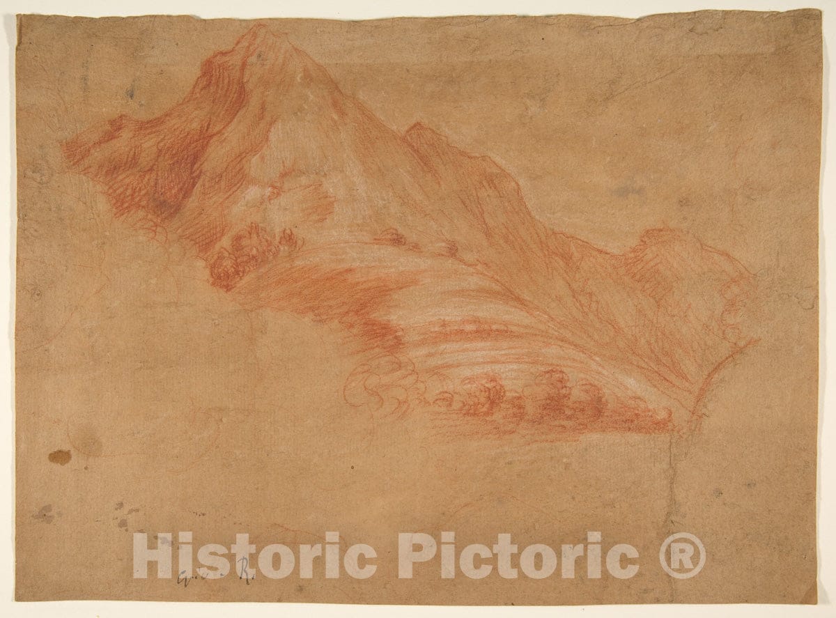 Art Print : Antonio d'Enrico Tanzio (Tanzio da Varallo) - Landscape with Mountains : Vintage Wall Art