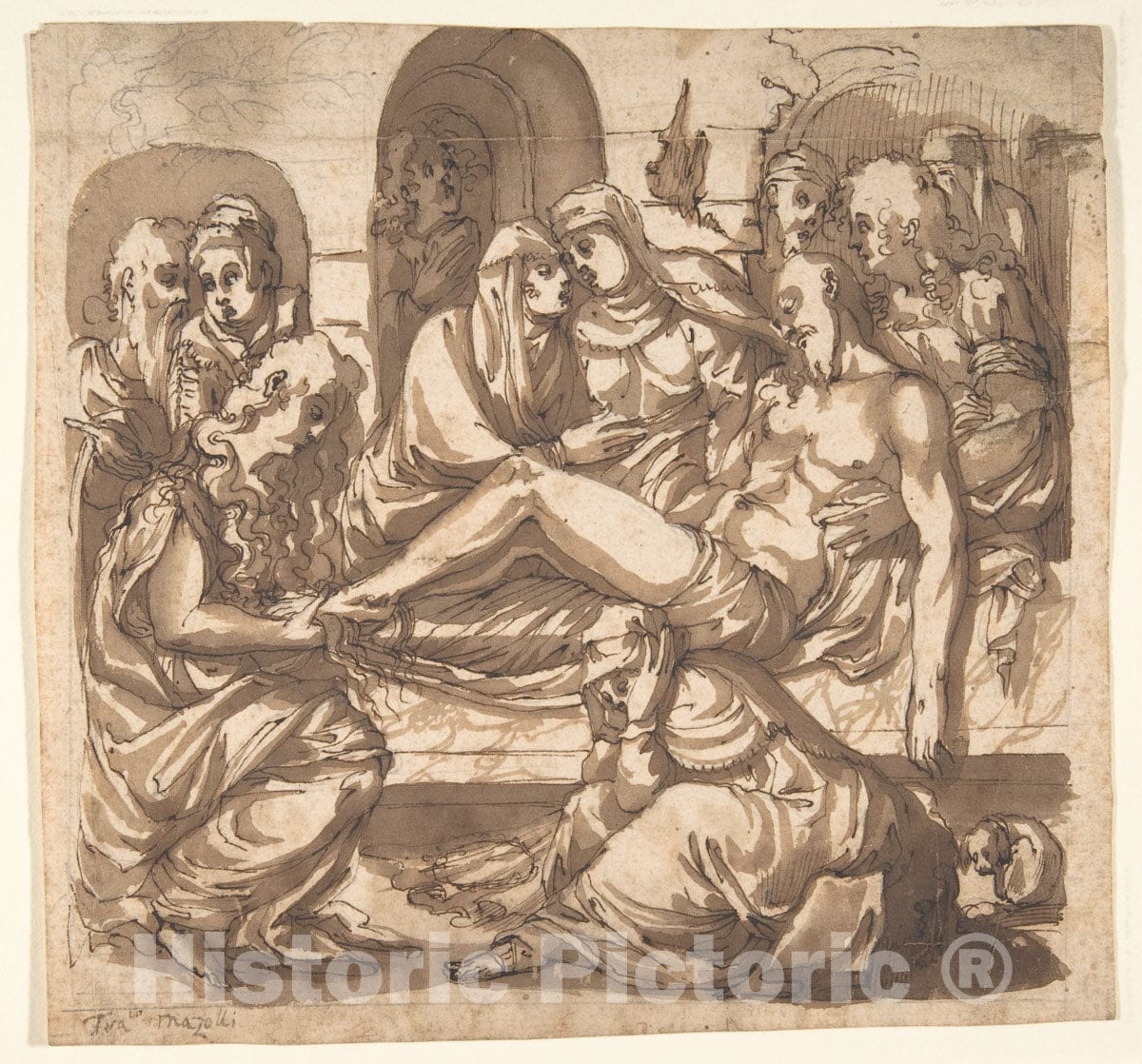 Art Print : Traditionally Ascribed to MASO da San Friano (Tommaso Manzuoli) - Entombment : Vintage Wall Art