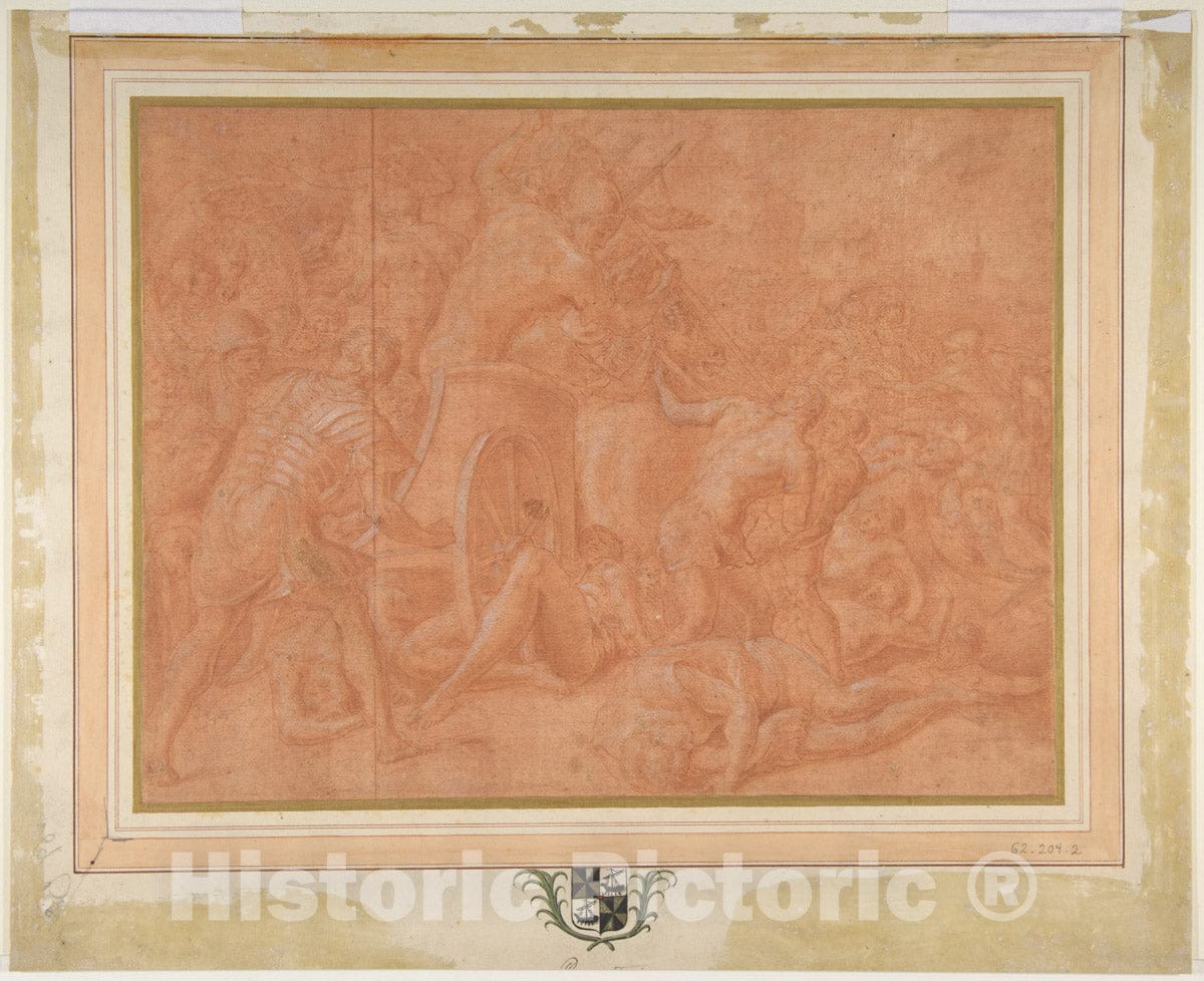 Art Print : Ulysses and His Companions Fighting The Cicones Before The City of Ismaros - Artist: Francesco Primaticcio - Created: 1555–60 : Vintage Wall Art
