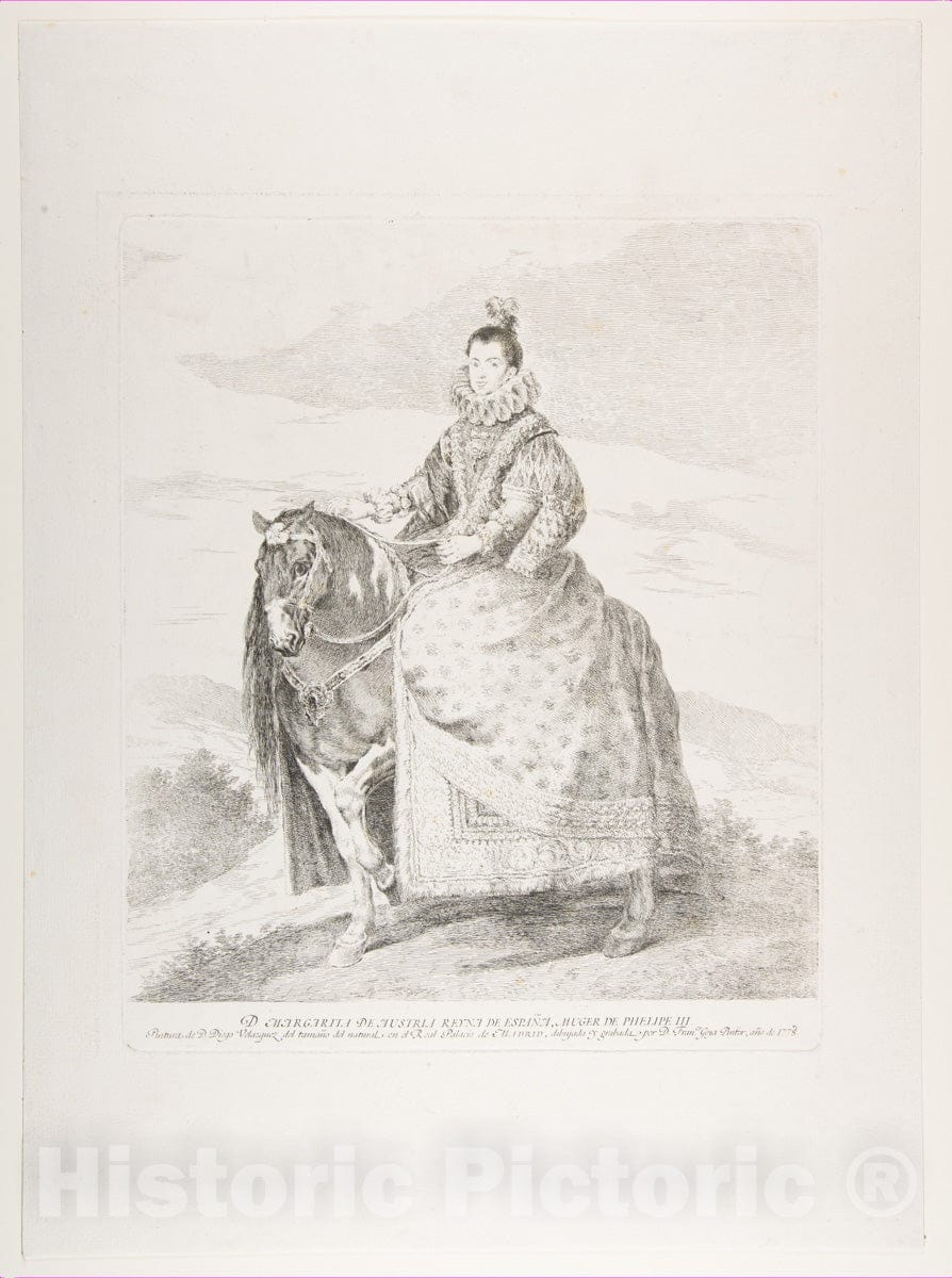 Art Print : Goya - Margaret of Austria on Horseback, After Velázquez : Vintage Wall Art