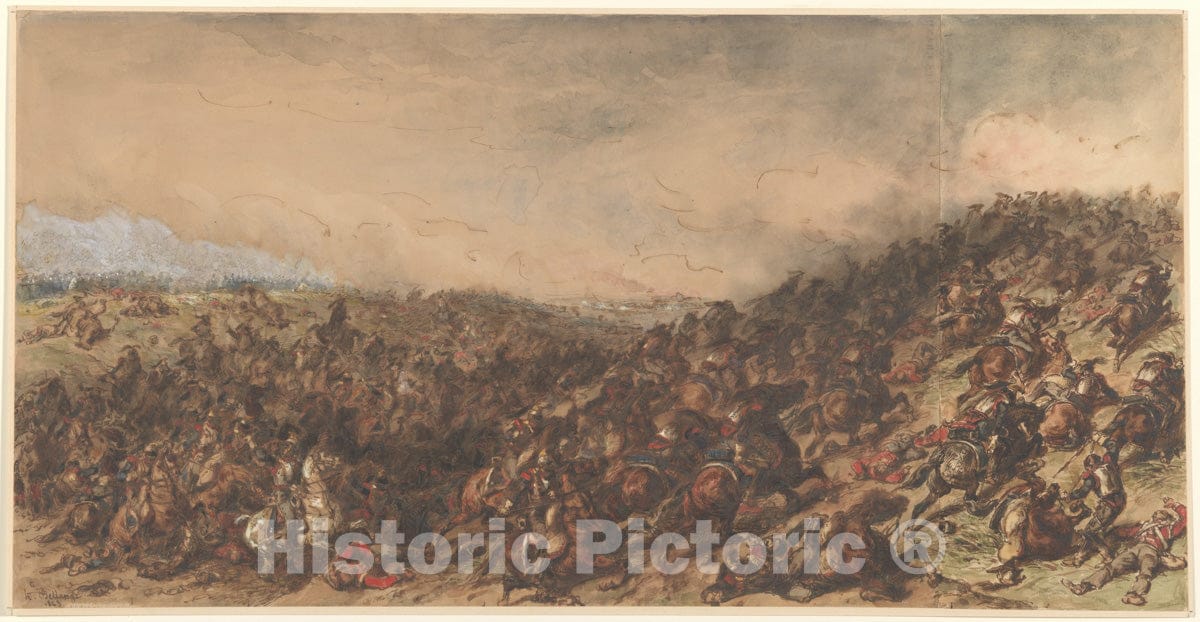 Art Print : Hippolyte Bellangé - Battle Scene (Waterloo) : Vintage Wall Art