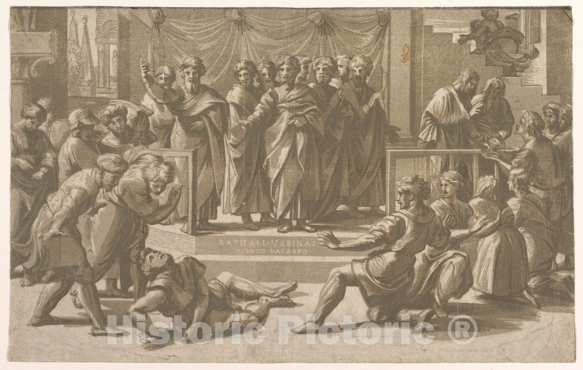 Art Print : Ugo da Carpi - Death of Ananias 1 : Vintage Wall Art