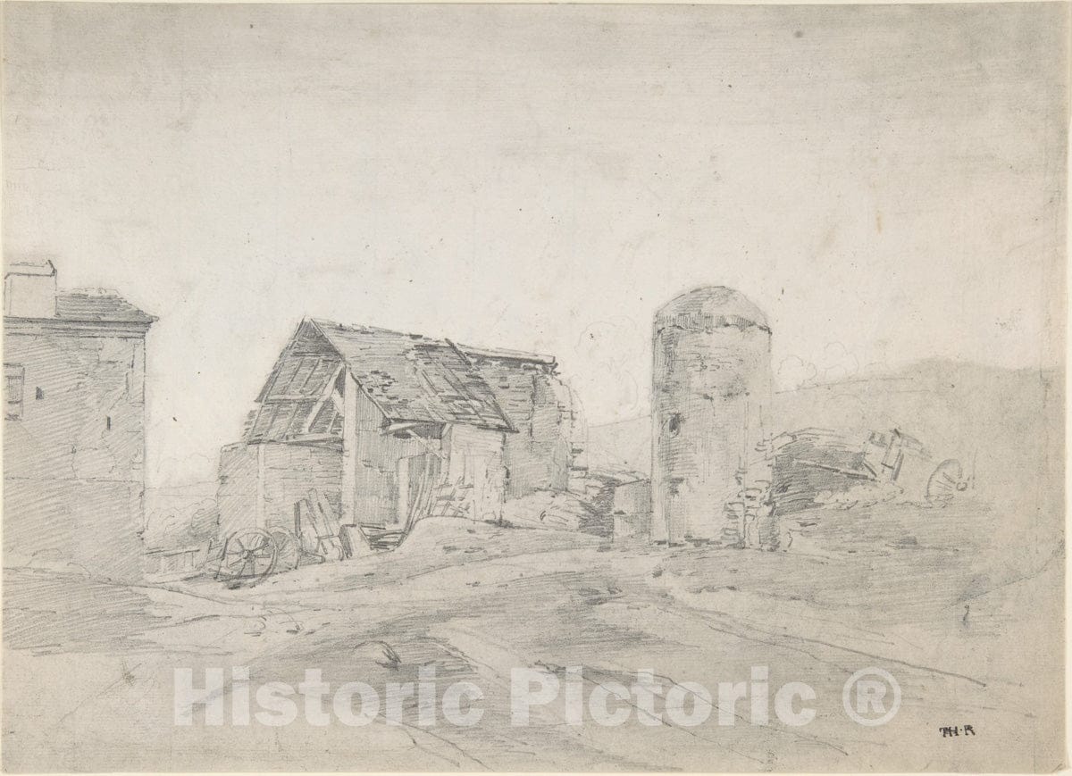 Art Print : Théodore Rousseau - Farmyard in Normandy : Vintage Wall Art