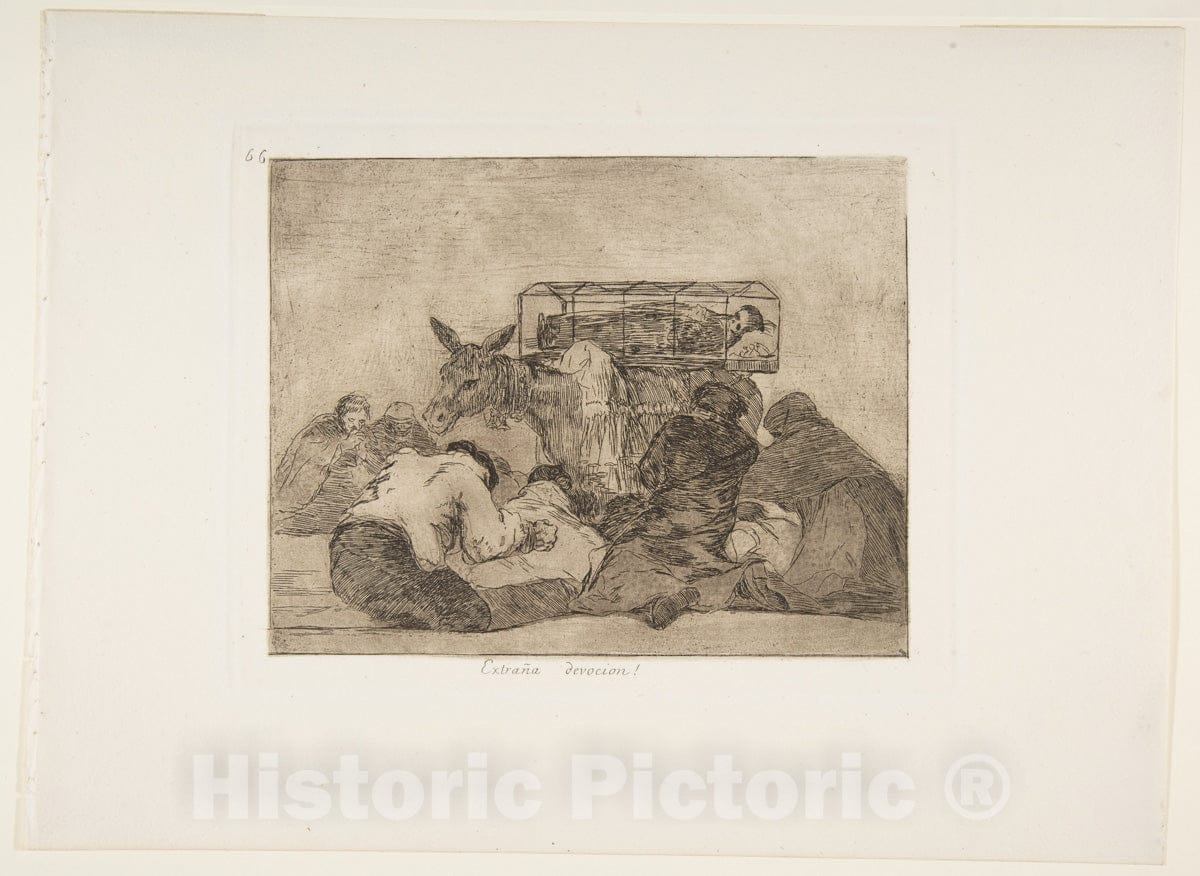 Art Print : Goya - Plate 66 from 'The Disasters of War' (Los Desastres de la Guerra): 'Strange Devotion!' (Extraña Devocion!) : Vintage Wall Art