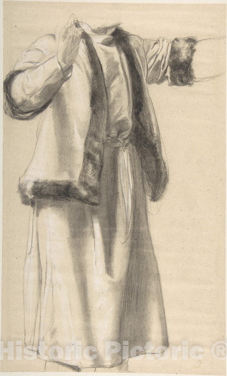 Art Print : British, 19th Century - Figure in a Fur Trimmed Jacket : Vintage Wall Art