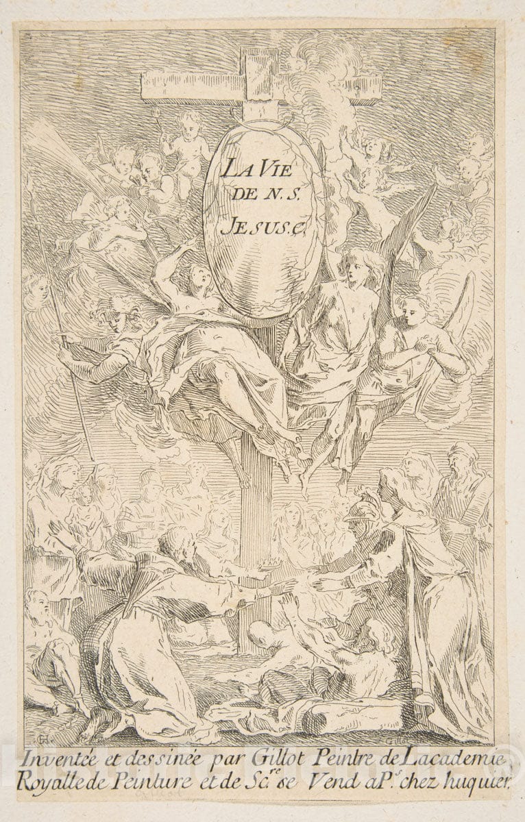 Art Print : Claude Gillot - Frontispiece to The Series The Life of Christ : Vintage Wall Art