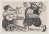Art Print : A Woman Eating and a Man Facing her with an Angry Expression and Raised Fists - Artist: Jose Guadalupe Posada - Created: c1880 : Vintage Wall Art