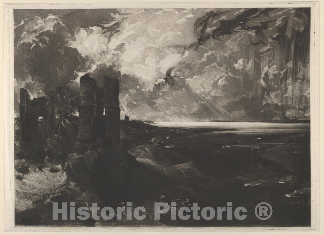 Art Print : David Lucas - Hadleigh Castle: Large Plate 1 : Vintage Wall Art