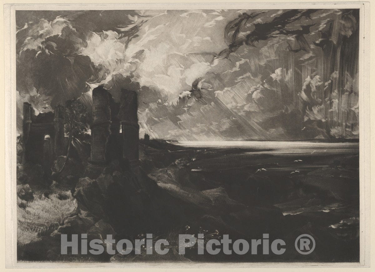 Art Print : David Lucas - Hadleigh Castle: Large Plate 1 : Vintage Wall Art