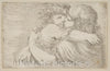 Art Print : Etched by Stefano Della Bella - Two Children Embrace 2 : Vintage Wall Art