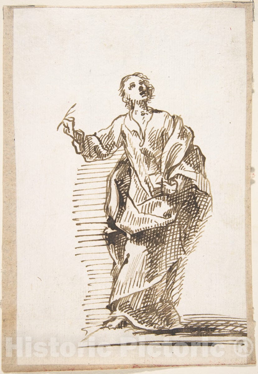 Art Print : Spanish, School of Seville, 17th Century - Standing Male Figure 1 : Vintage Wall Art