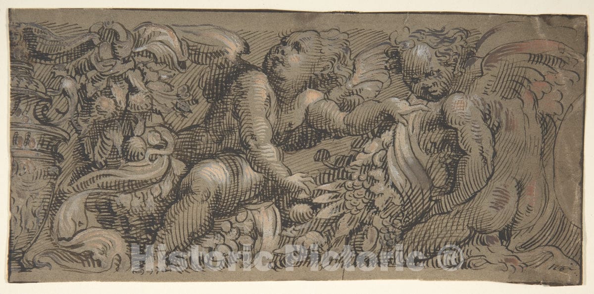 Art Print : Italian, 19th Century - Frieze with Putti : Vintage Wall Art
