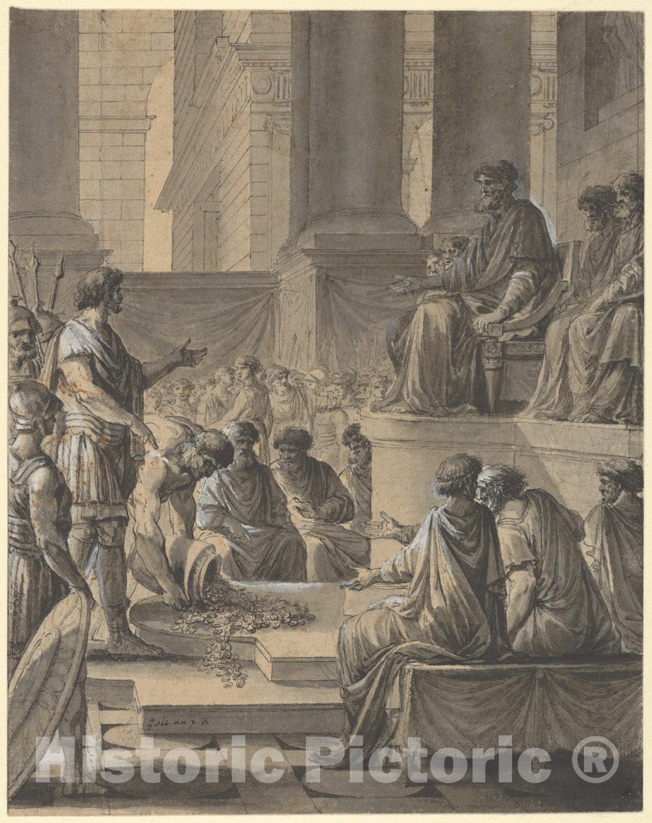 Art Print : Étienne Pierre Adrien Gois - Hannibal Before The Senate in Carthage : Vintage Wall Art