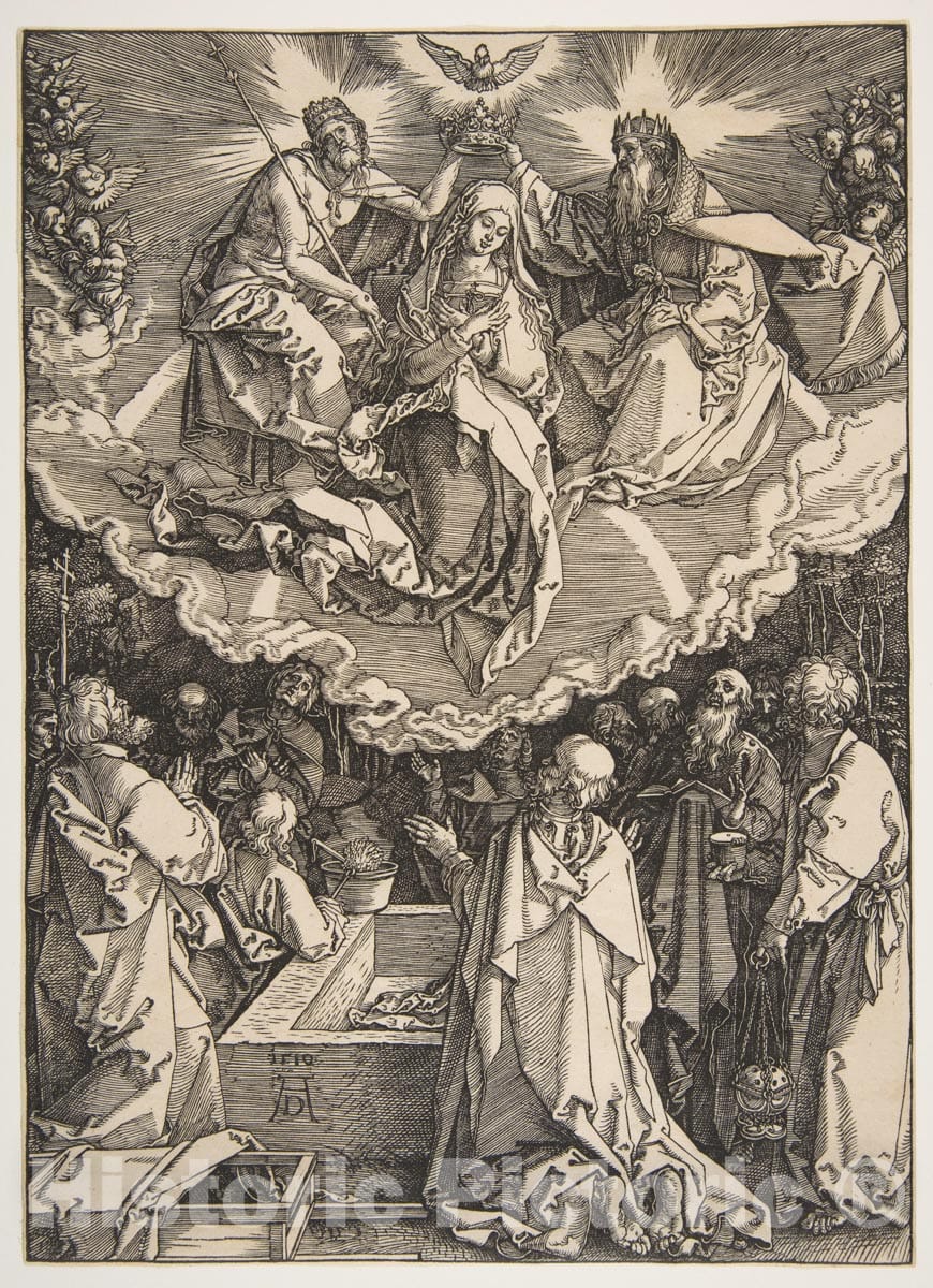 Art Print : Albrecht Dürer - The Assumption and Coronation of The Virgin, from The Life of The Virgin 3 : Vintage Wall Art
