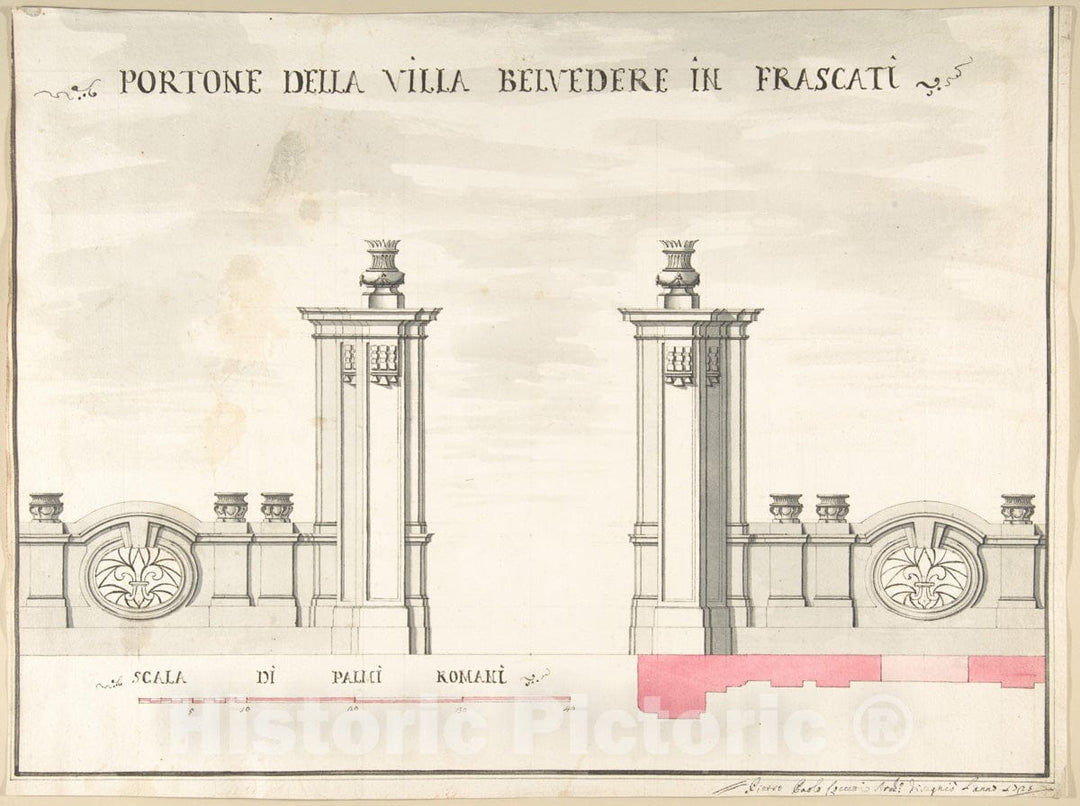 Art Print : Pietro Paolo Coccetti (Cocchetti) - Gate of Villa Belvedere in Frascati : Vintage Wall Art