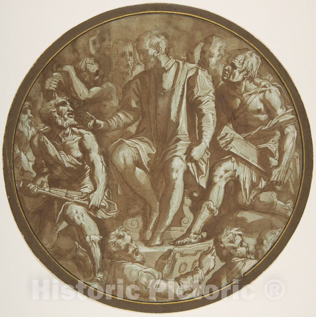 Art Print : Workshop of Giorgio Vasari - Grand Duke Cosimo I of Tuscany Surrounded by his Artists. : Vintage Wall Art