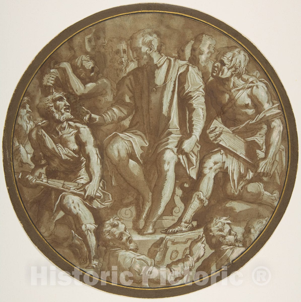 Art Print : Workshop of Giorgio Vasari - Grand Duke Cosimo I of Tuscany Surrounded by his Artists. : Vintage Wall Art