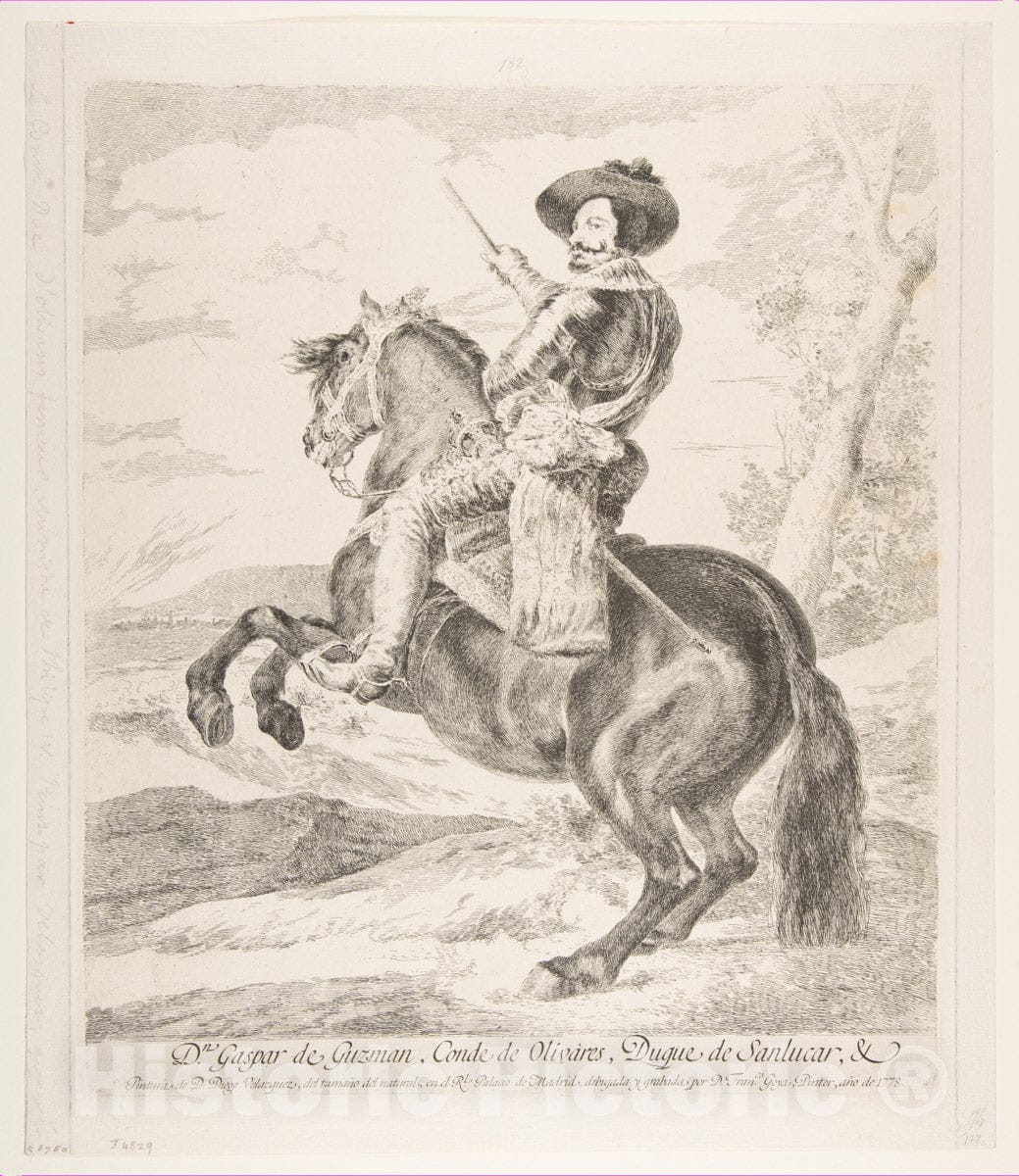 Art Print : Goya - Gaspar de Guzman, Count of Olivares on Horseback, After Velázquez : Vintage Wall Art