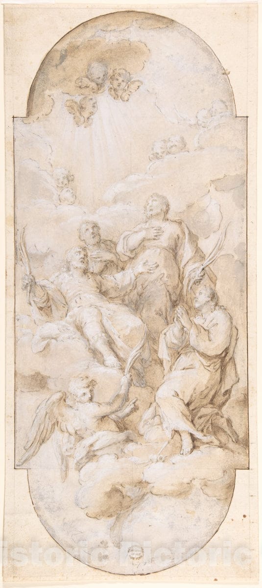 Art Print : Antonio Cavallucci - Apotheosis of Four Martyred Saints (Four Crowned Martyrs?) : Vintage Wall Art