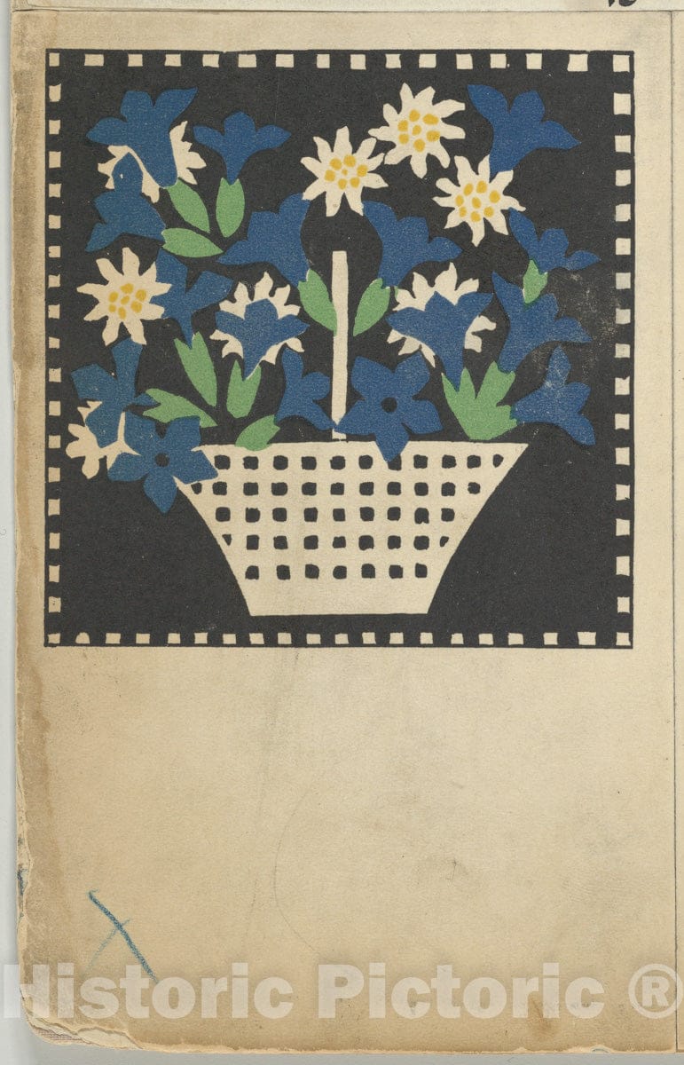 Art Print : Leopoldine Kolbe - Basket of Flowers - 430791 : Vintage Wall Art