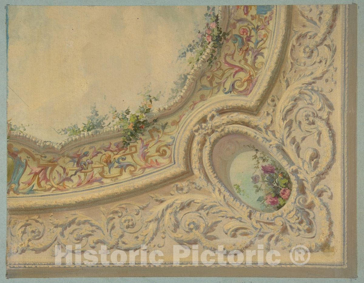 Art Print : Jules-Edmond-Charles Lachaise - Design for The Decoration of a Ceiling in The House of Baron Malet, Jouy-en-Josas (Seine et Gise) : Vintage Wall Art