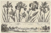 Art Print : Nicolas Cochin - Horizontal Panel with a Row of Flowers Above a Frieze with a Hunting Scene in a Landscape, from Livre Nouveau de Fleurs Tres-Util 2 : Vintage Wall Art