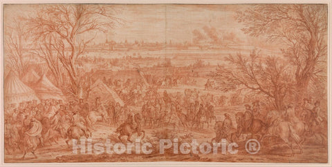 Art Print : Studio of Adam Frans Van der Meulen - Louis XIV at The Siege of Cambrai, Seen from The South-West (March 20–April 19, 1677) : Vintage Wall Art